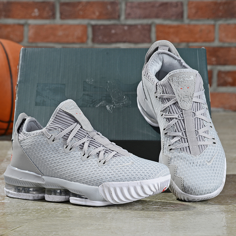 2019 Men Nike LeBron James 16 Low Wolf Grey Shoes - Click Image to Close